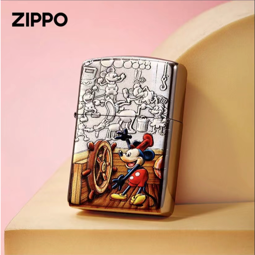 ZIPPO/之宝米奇打火机盔甲浮雕彩绘经典煤油防风火机男友DYH1X1