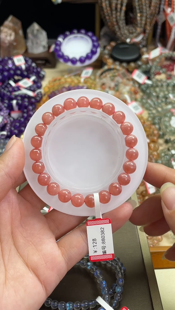 【闪购商品】菱锰矿（红纹石）手绳未镶嵌红纹石手链8mm