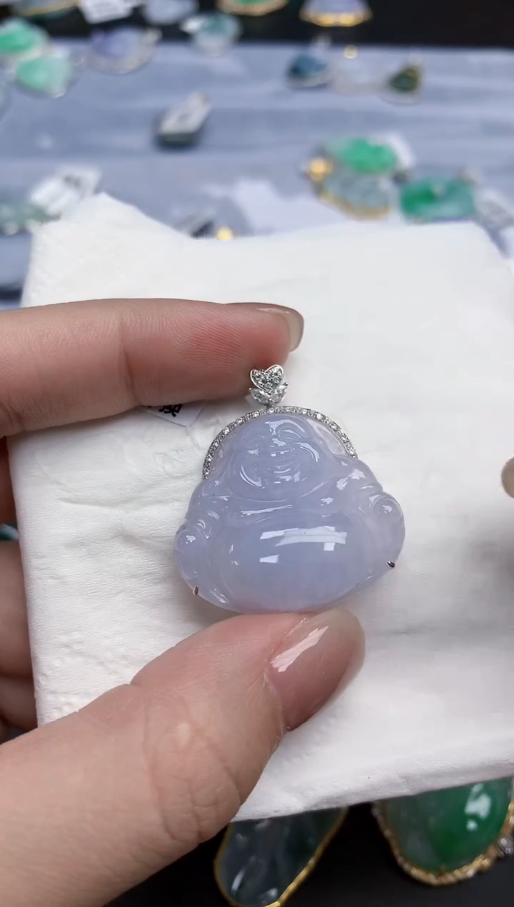 【闪购商品】翡翠颈饰18K金镶嵌天然缅甸翡翠A货