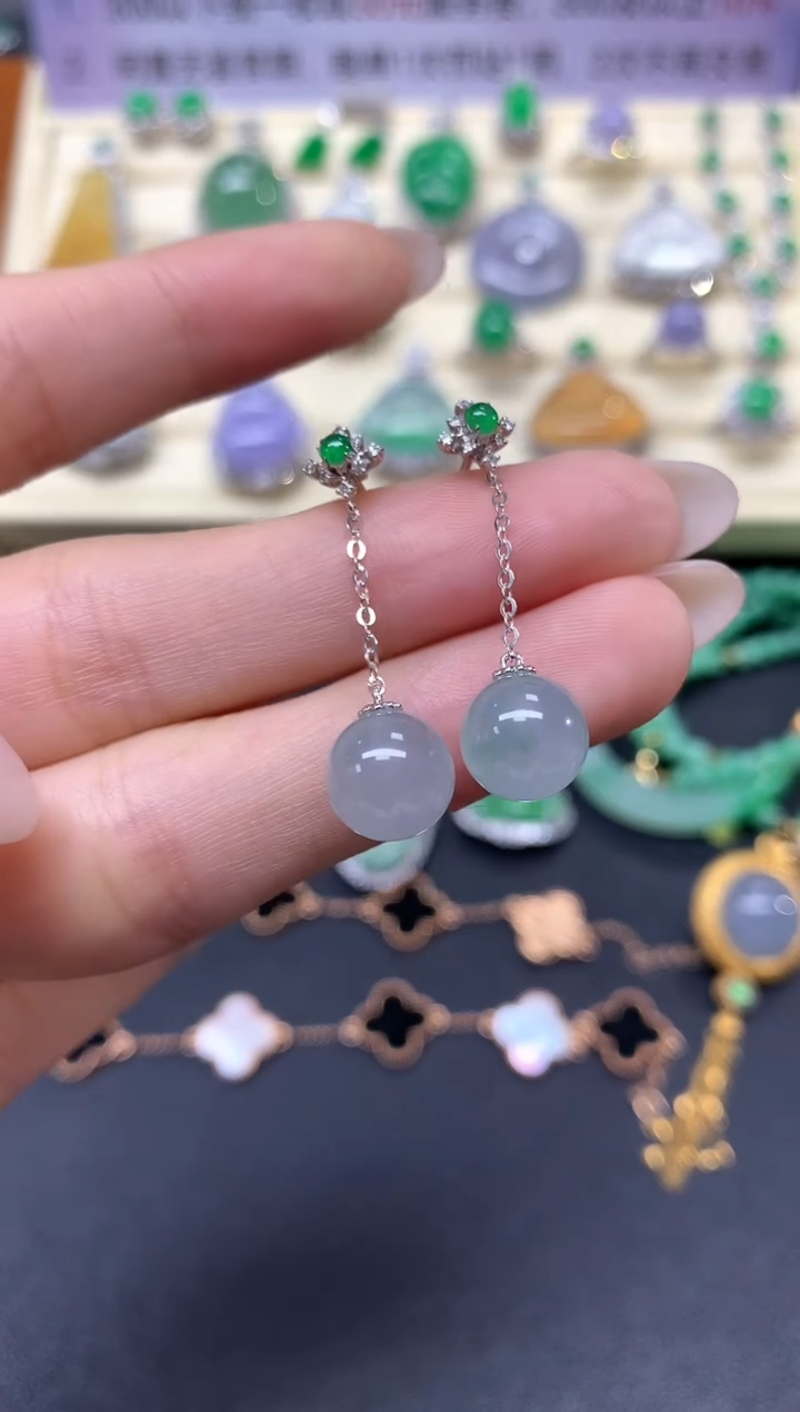 【闪购商品】翡翠耳饰18K金镶嵌耳饰|2850+285