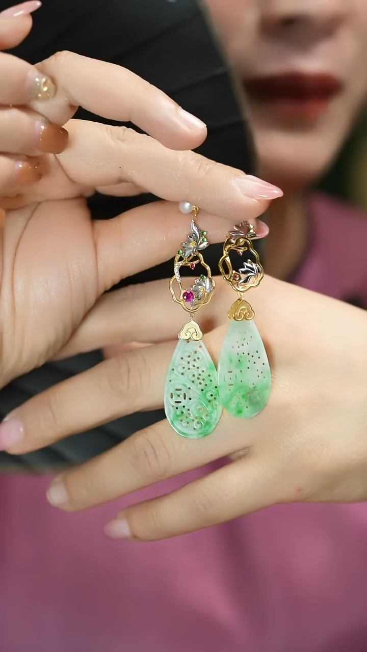 【闪购商品】翡翠耳饰银S925镶嵌支持48小时鉴赏