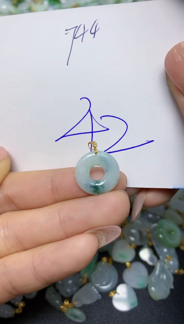 【闪购商品】翡翠挂件18K金镶嵌 天然翡翠A货