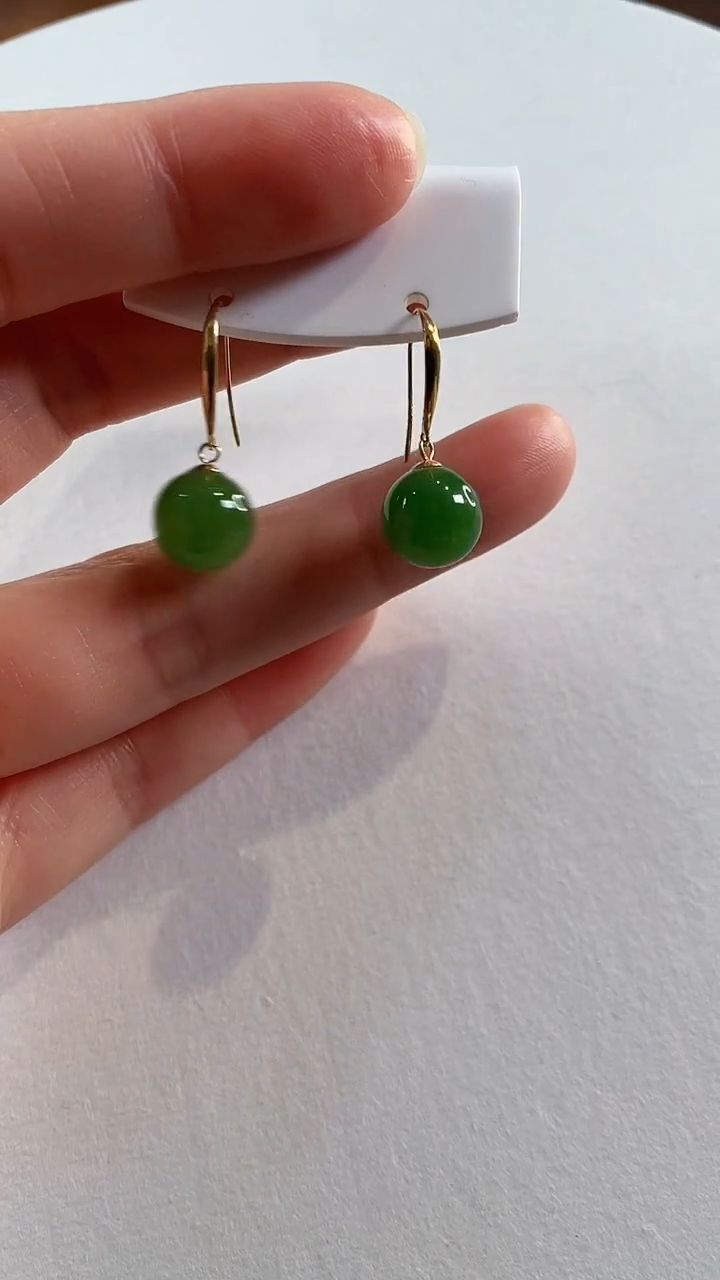 【闪购商品】和田玉耳钩18K金镶嵌耳钩