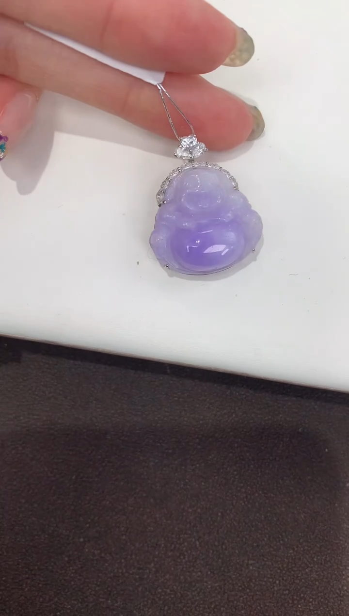 颈饰18K金镶嵌翡翠天然缅甸A货翡翠