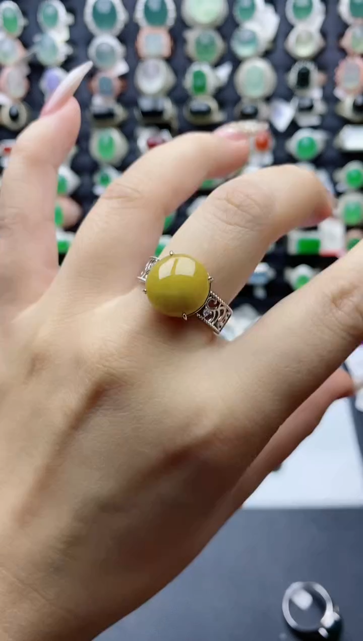 【闪购商品】翡翠戒指银S925镶嵌天然翡翠男戒