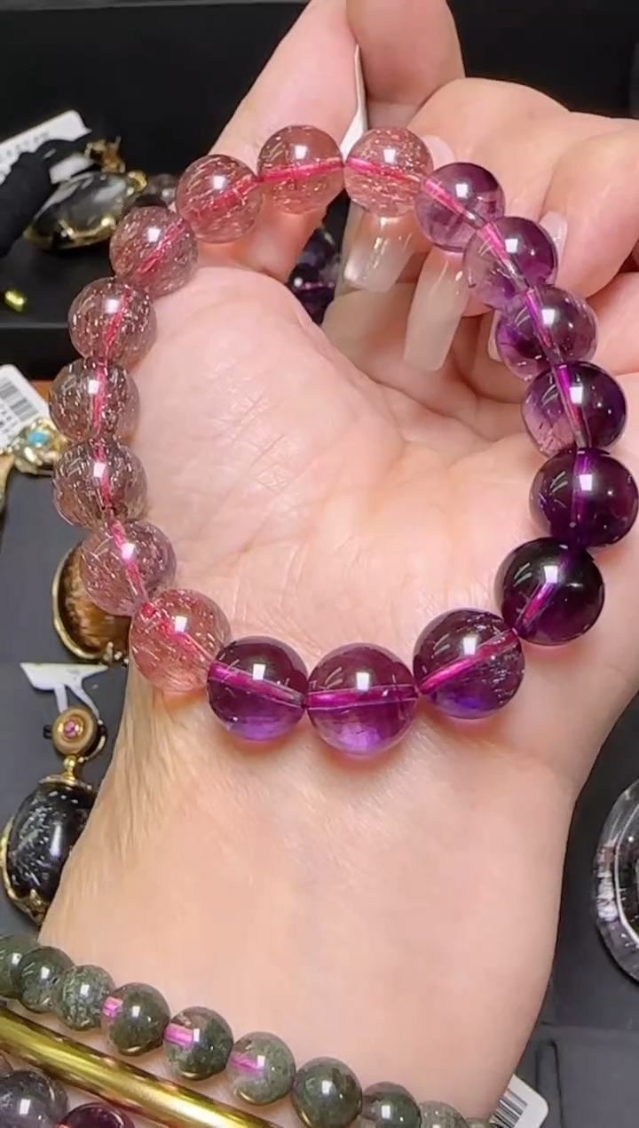 【闪购商品】水晶手串未镶嵌紫红超七手串11m+ JP37568成