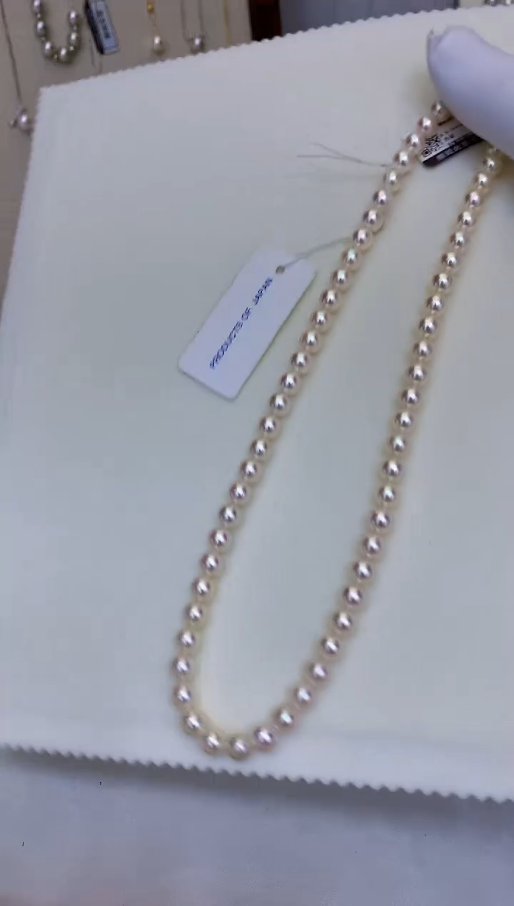 银S925镶嵌海水珍珠饰品6-7rose满珠链带大证