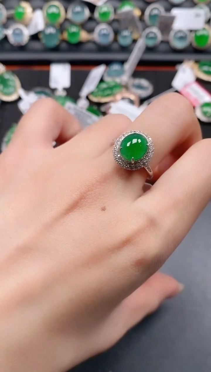 银S925镶嵌戒指翡翠11111