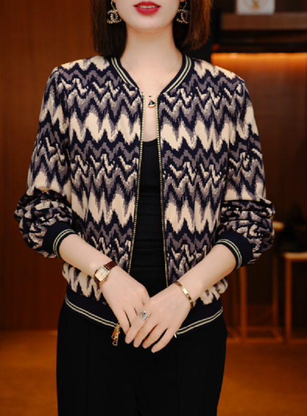 波浪条纹-新款印花气质上衣外套百搭显瘦时尚舒适显气质