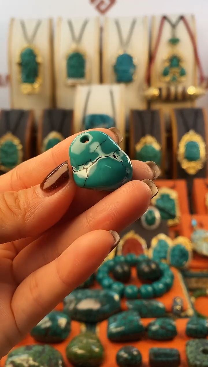 未镶嵌绿松石。网花 侧挂  24*23mm