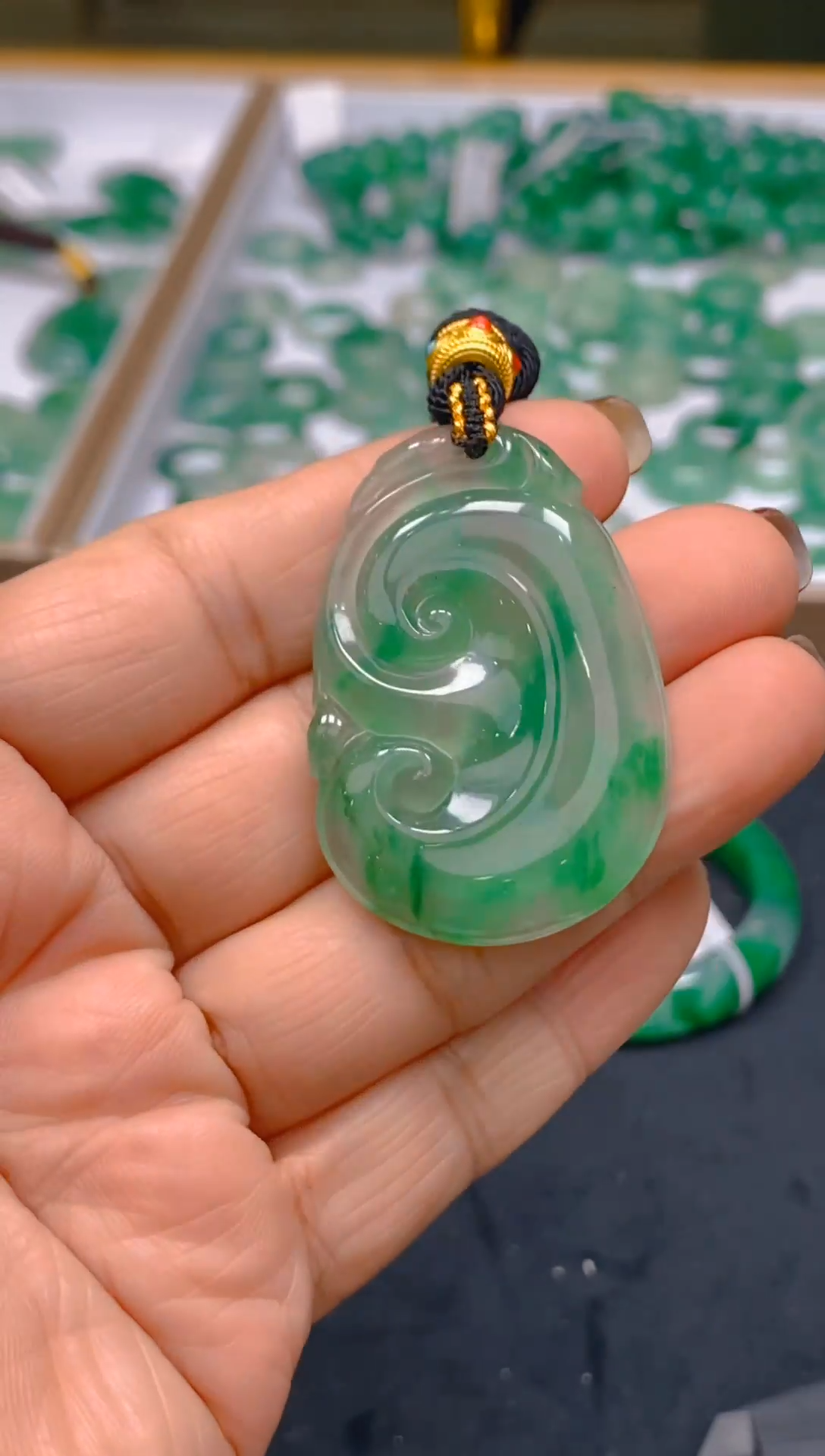 【闪购商品】石英质玉颈饰未镶嵌冰美人非洲翠，官方质检发货077