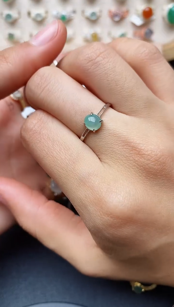 【闪购商品】翡翠戒指银S925镶嵌缅甸翡翠