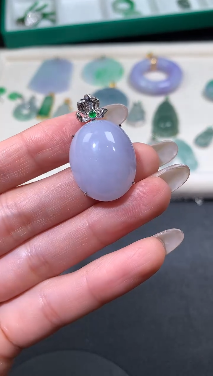 吊坠(不含链)18K金镶嵌翡翠翡翠