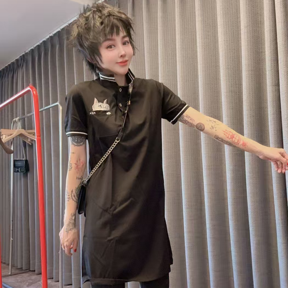 潮流爆款欧姐家黑色小猫裙