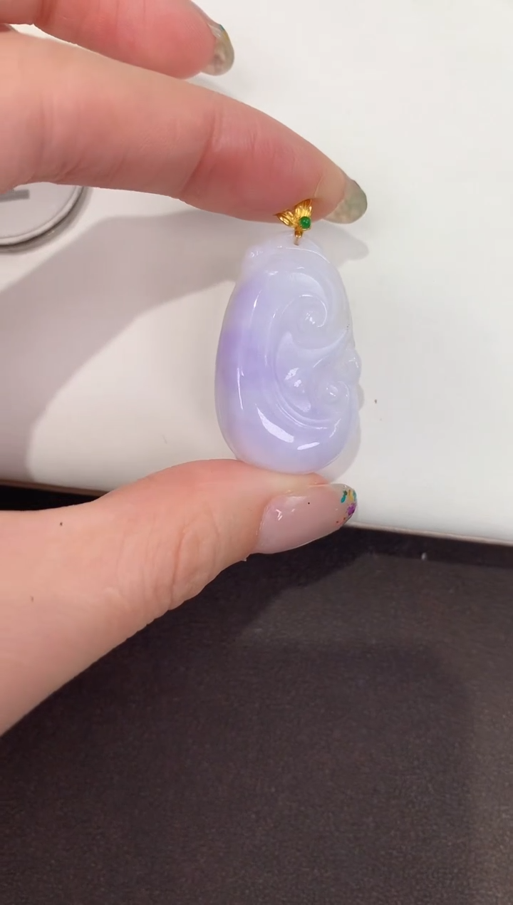 颈饰18K金镶嵌翡翠天然缅甸A货翡翠