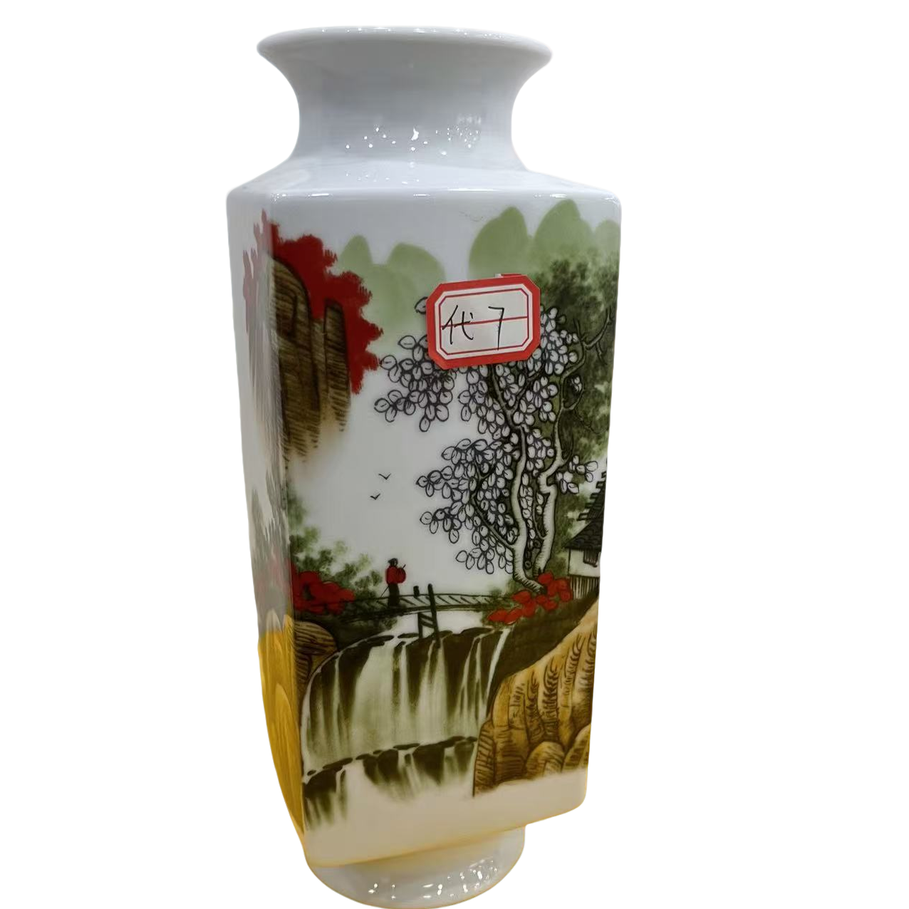 景德镇山水四方瓶#7