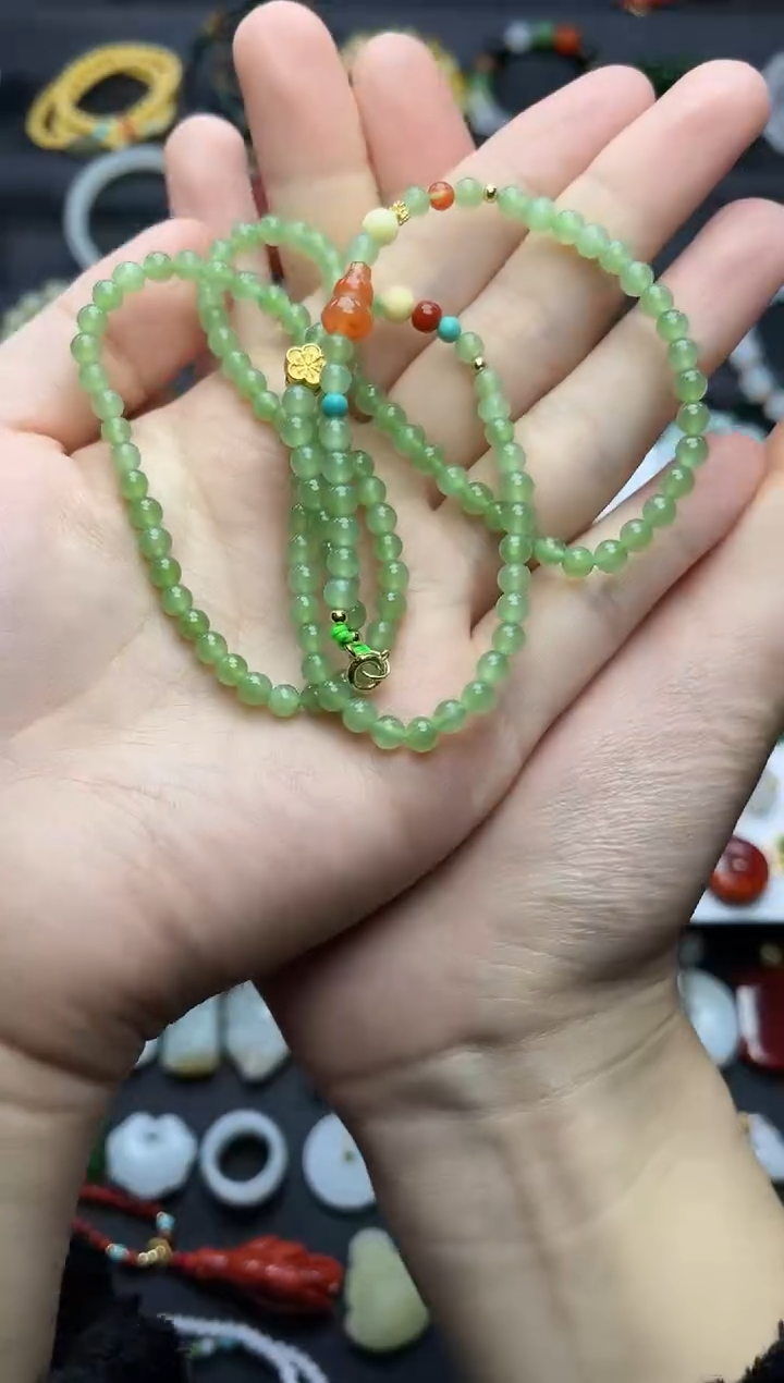 颈饰银S925镶嵌和田玉万能链06