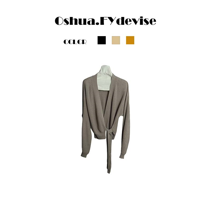 Oshua/欧诗嬅优雅知性定制羊毛系带针织开衫