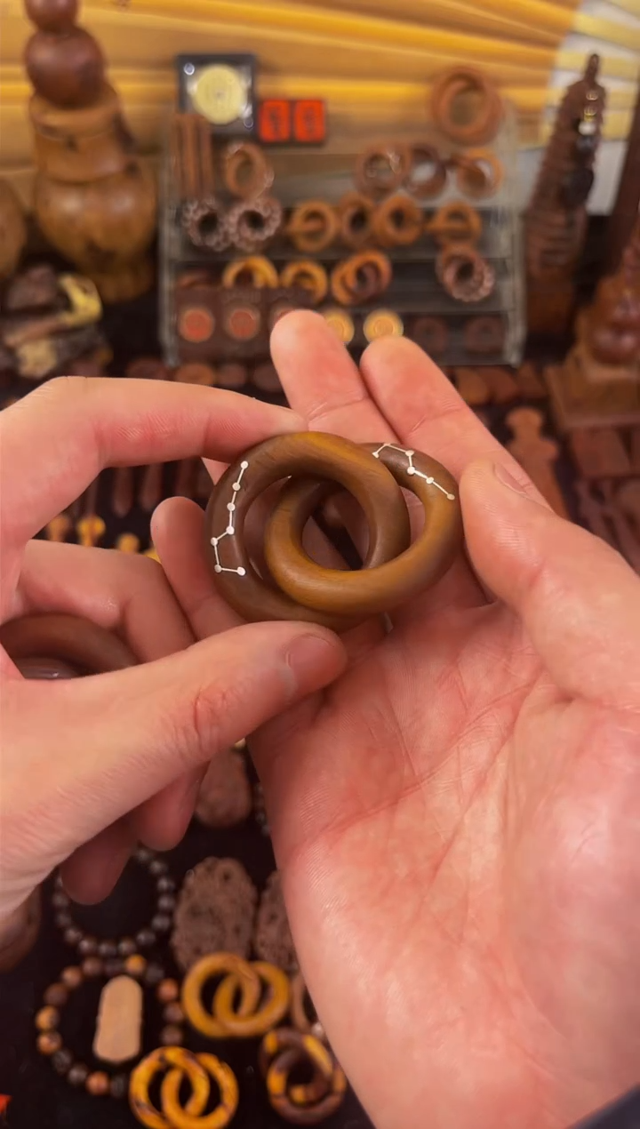 【闪购商品】木枣木老料镶嵌银七星乾坤圈