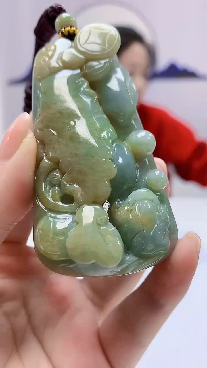 【闪购商品】定制翡翠未镶嵌4902ms-毛货112荷叶鱼