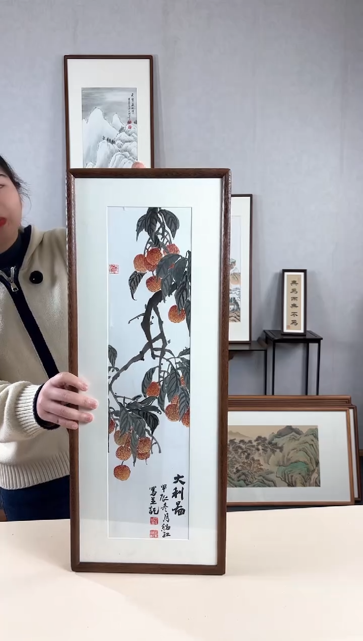 【闪购商品】国画手绘*大利图*28*72cm实木框