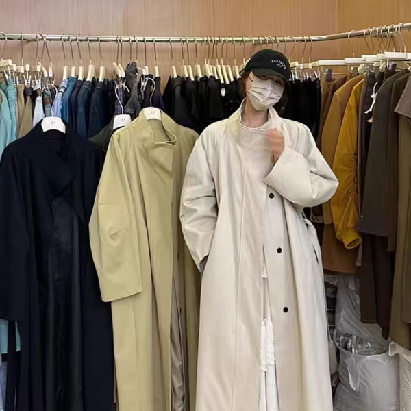 【断码清仓】风衣外套女中长款新款高级领时尚宽松卡其色英伦风大衣