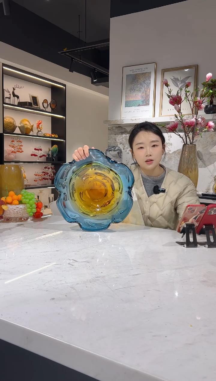 【闪购商品】琉璃蓝色渐变果盘