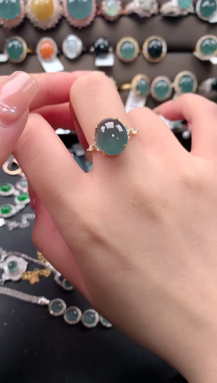 【闪购商品】翡翠戒指银S925镶嵌52141