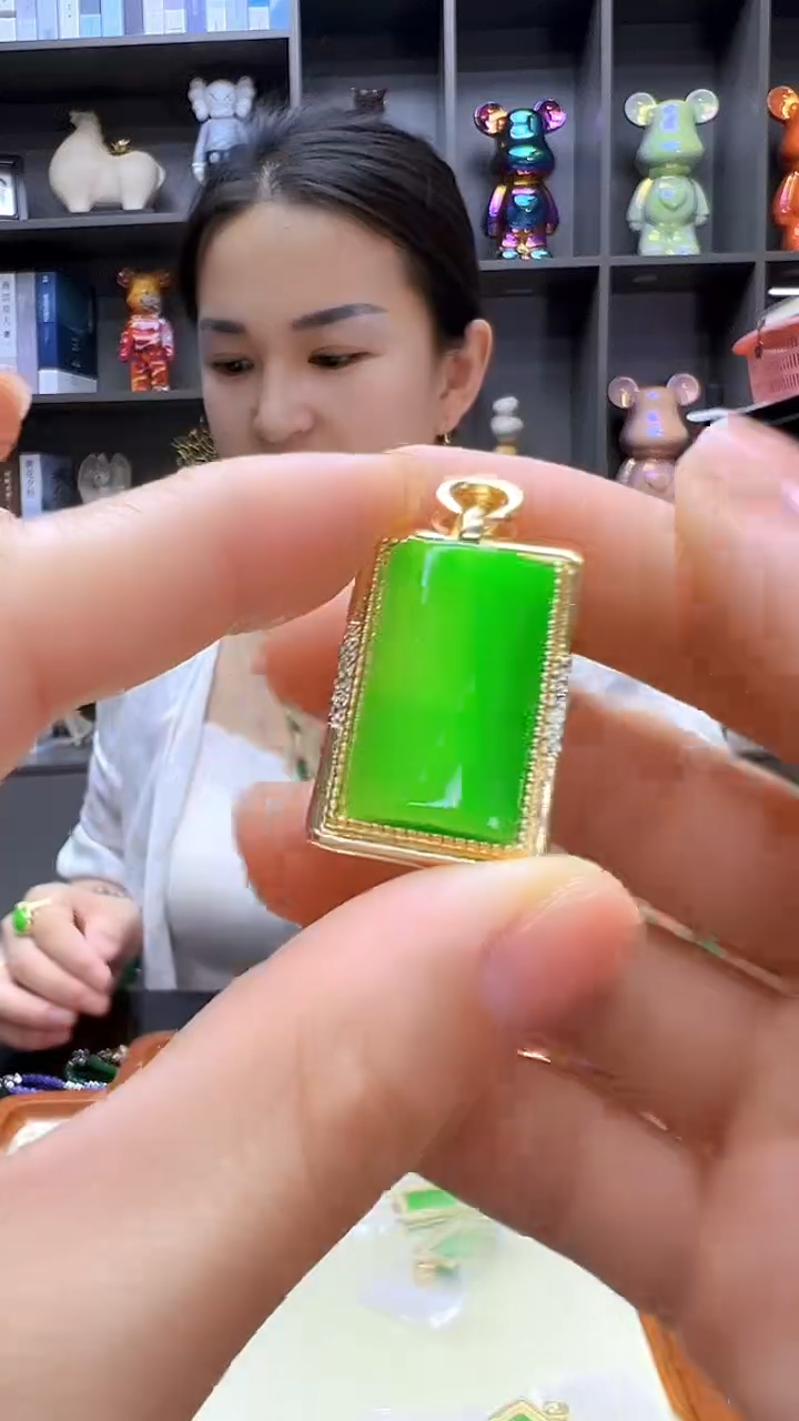 翡翠14K金镶嵌颈饰沉白diy劲饰