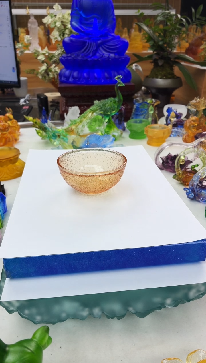 手工艺品琉璃琥珀色主人杯9*4公分