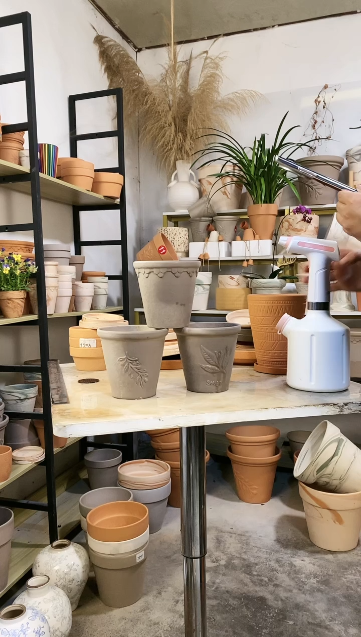 【闪购商品】红陶13*13灰陶浮雕3图案 3盆无托