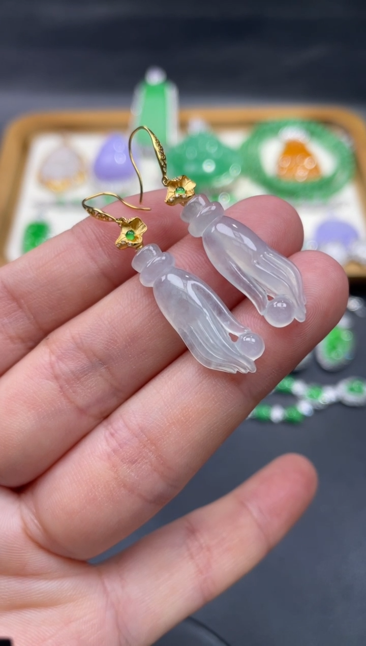 【闪购商品】翡翠耳饰18K金镶嵌32..........