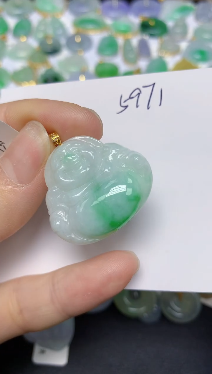 【闪购商品】翡翠挂件18K金镶嵌 天然翡翠A货