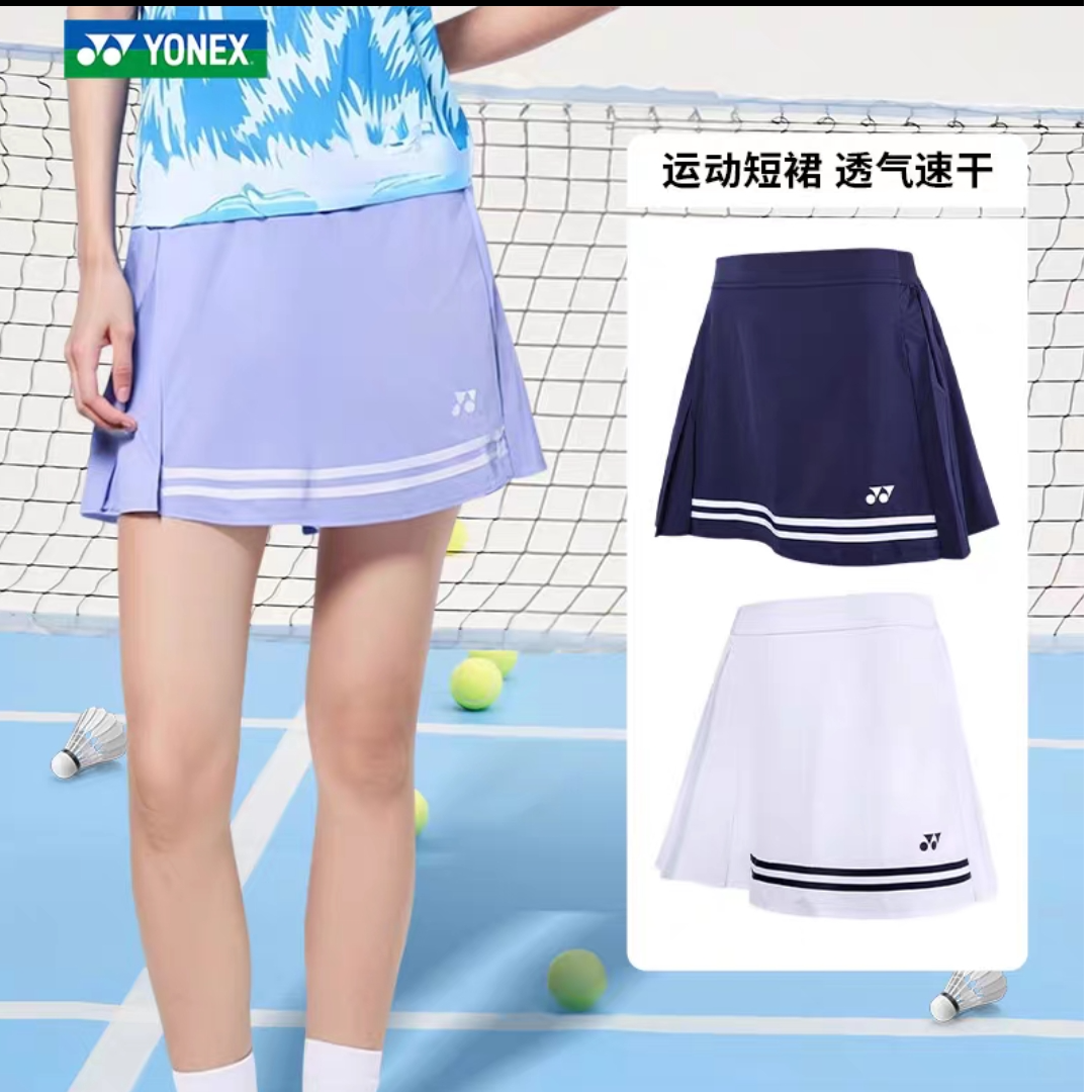 YONEX/尤尼克斯新款短裙羽毛球服装百褶运动速干短裙女款百搭夏季