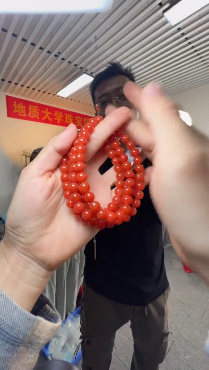 手串未镶嵌南红玛瑙约7.5-8mm保山满色满肉南红玛瑙圆珠多圈手串