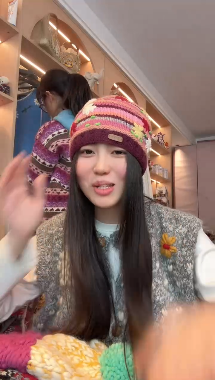 羊毛52-58刺绣粉色羊毛帽