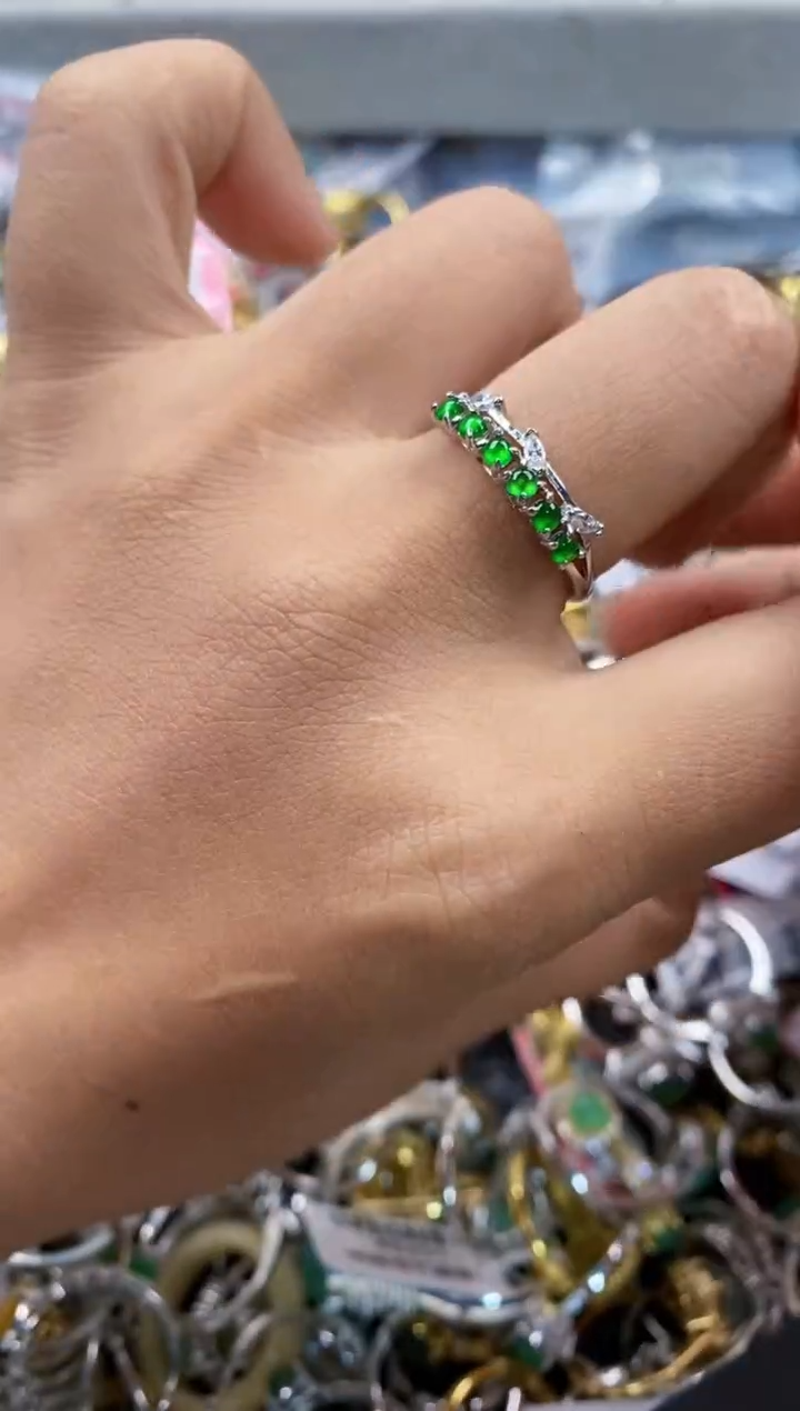 银S925镶嵌戒指翡翠777---2