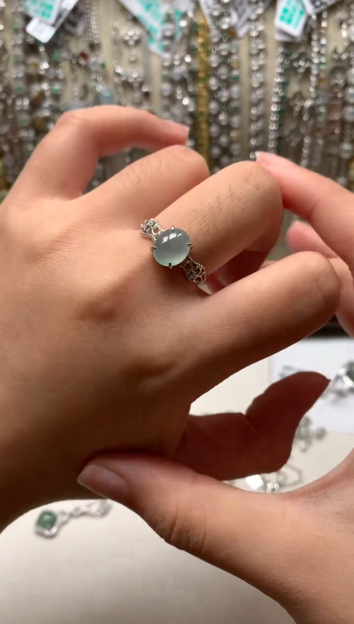 银S925镶嵌戒指翡翠5