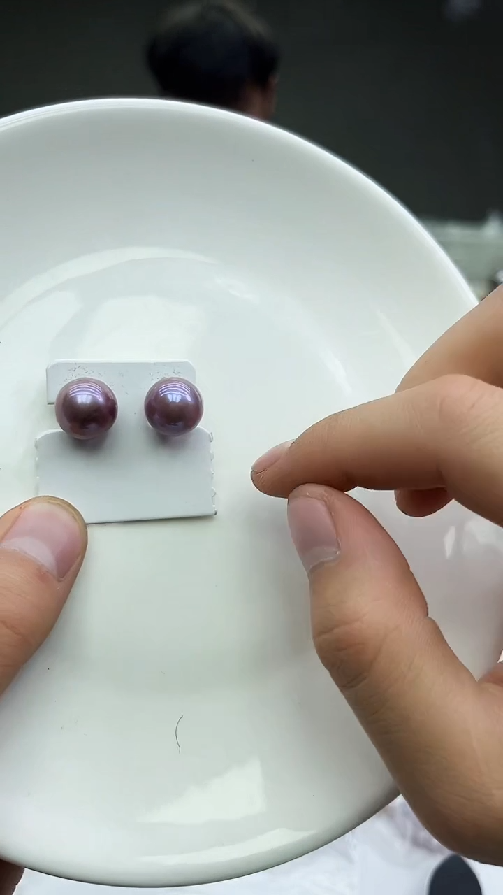 未镶嵌耳饰淡水珍珠紫色系耳饰