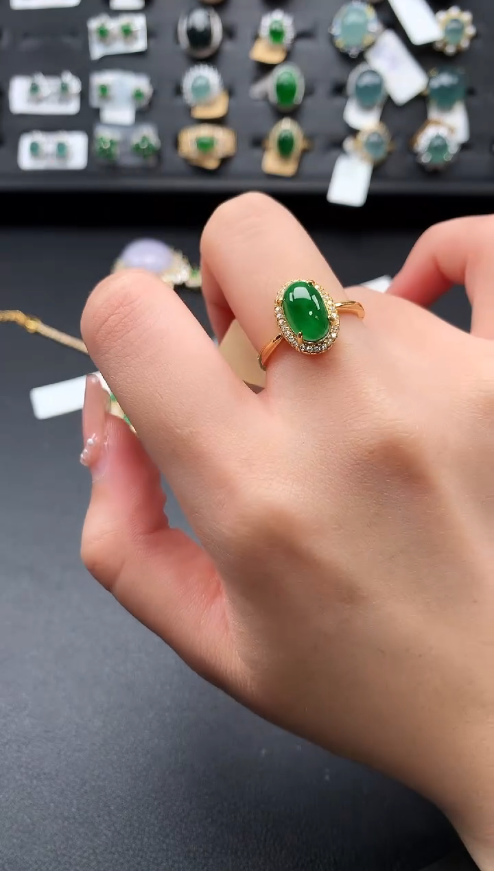 【闪购商品】翡翠戒指银S925镶嵌52141