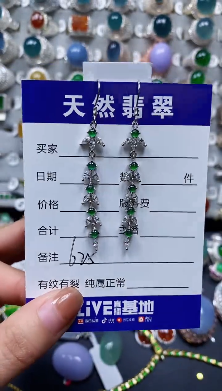 【闪购商品】翡翠耳饰银S925镶嵌0625