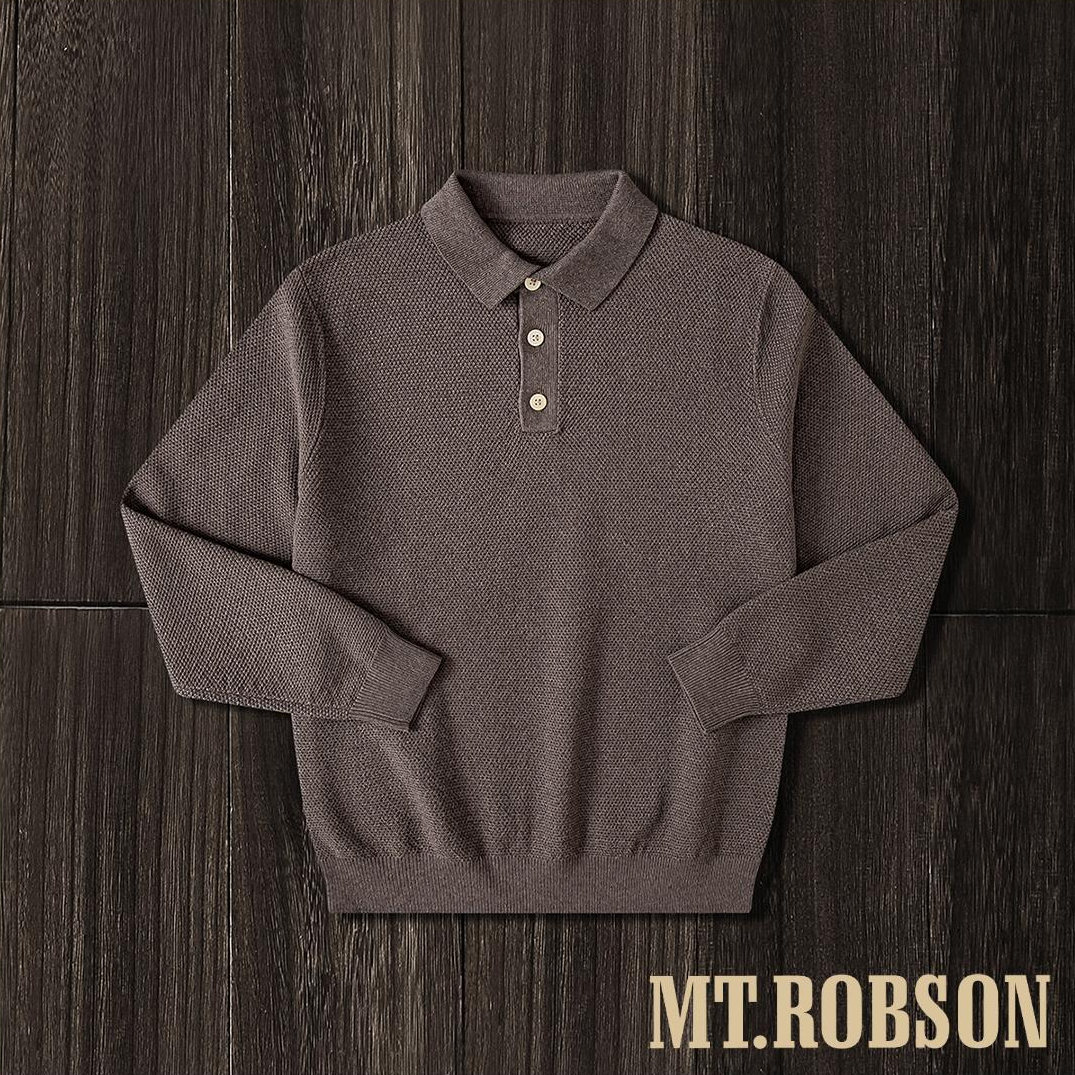 MT.Robson重磅Polo针织长袖套头保暖美式复古男女加厚毛衣可机洗