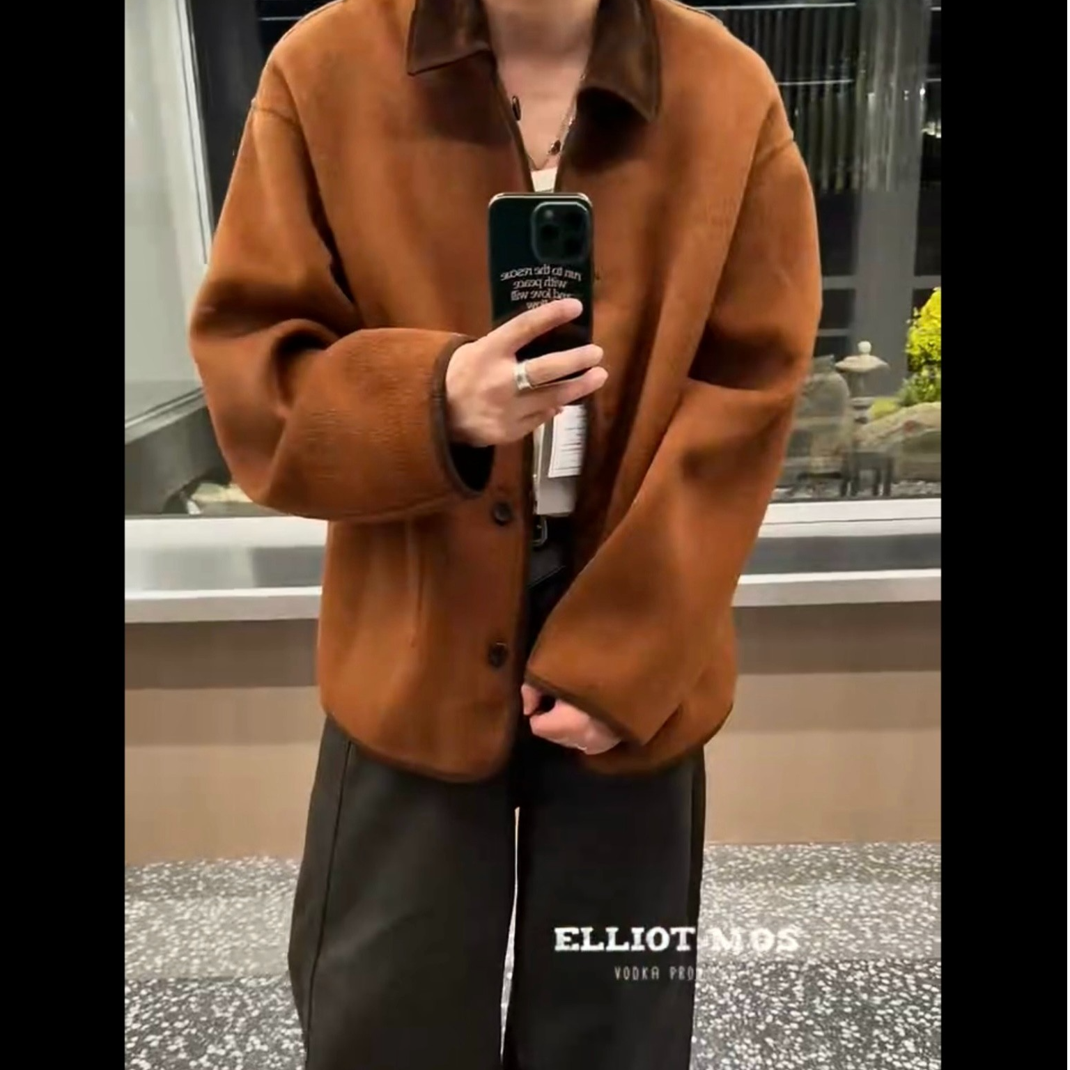 Elliot MosV叔羊皮领拼接~Wool Coat 双面穿翻领羊毛毛呢外套1265