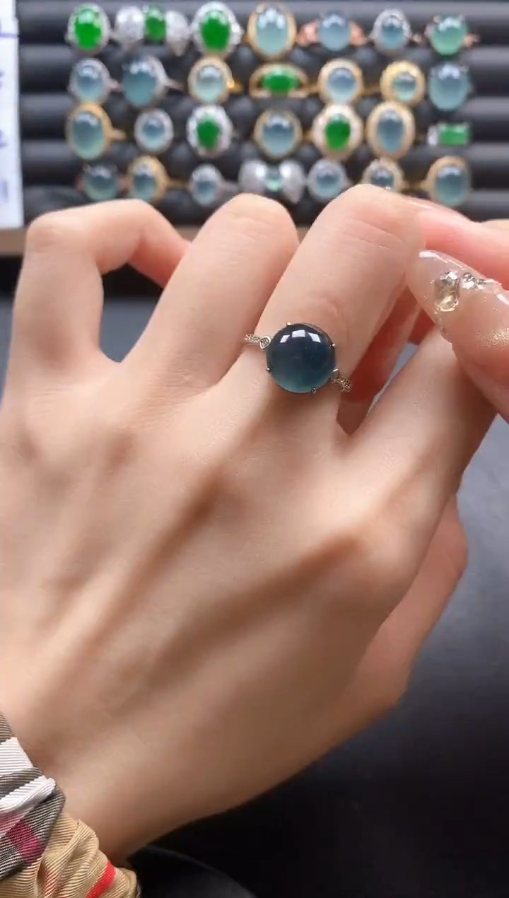 银S925镶嵌戒指翡翠51511