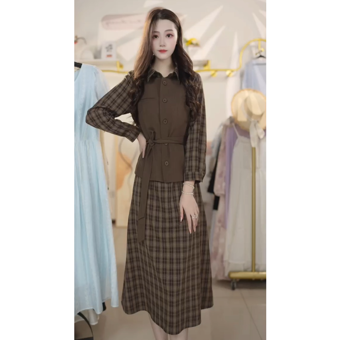 显瘦少女风两件套连衣裙套装时尚套装气质轻熟风休闲风Y6582102
