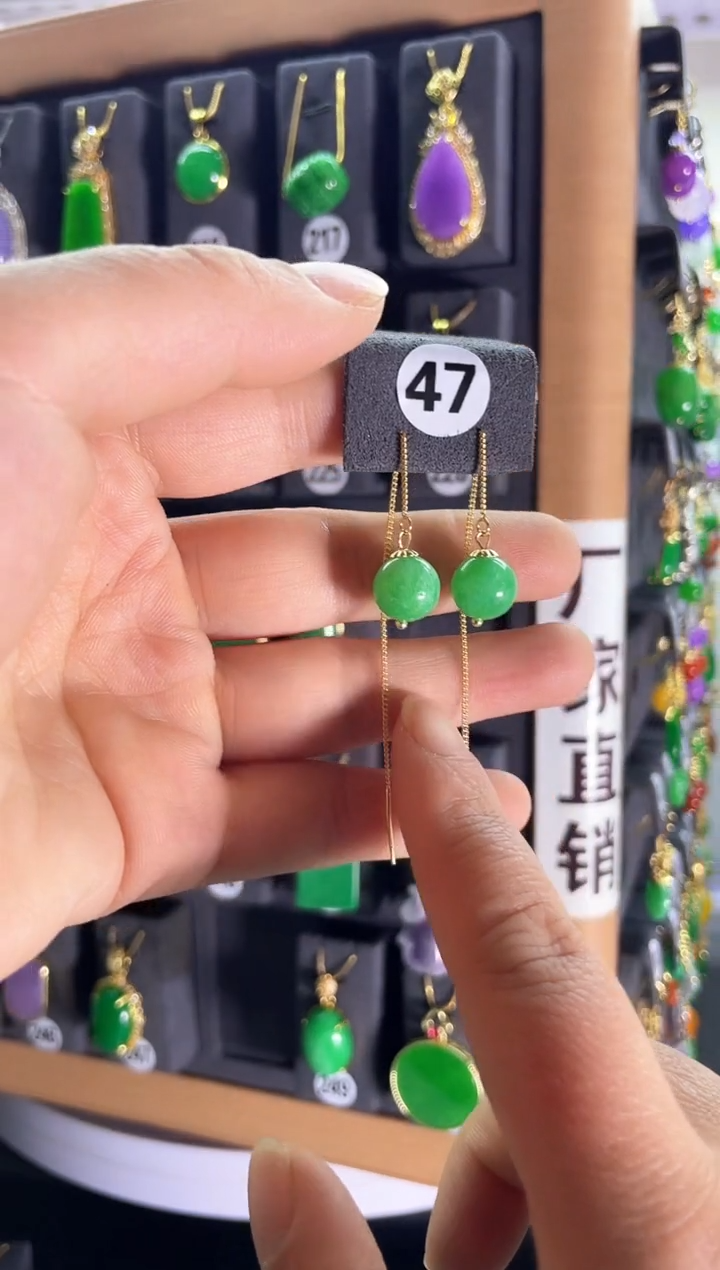 【闪购商品】翡翠耳饰银S925镶嵌47    