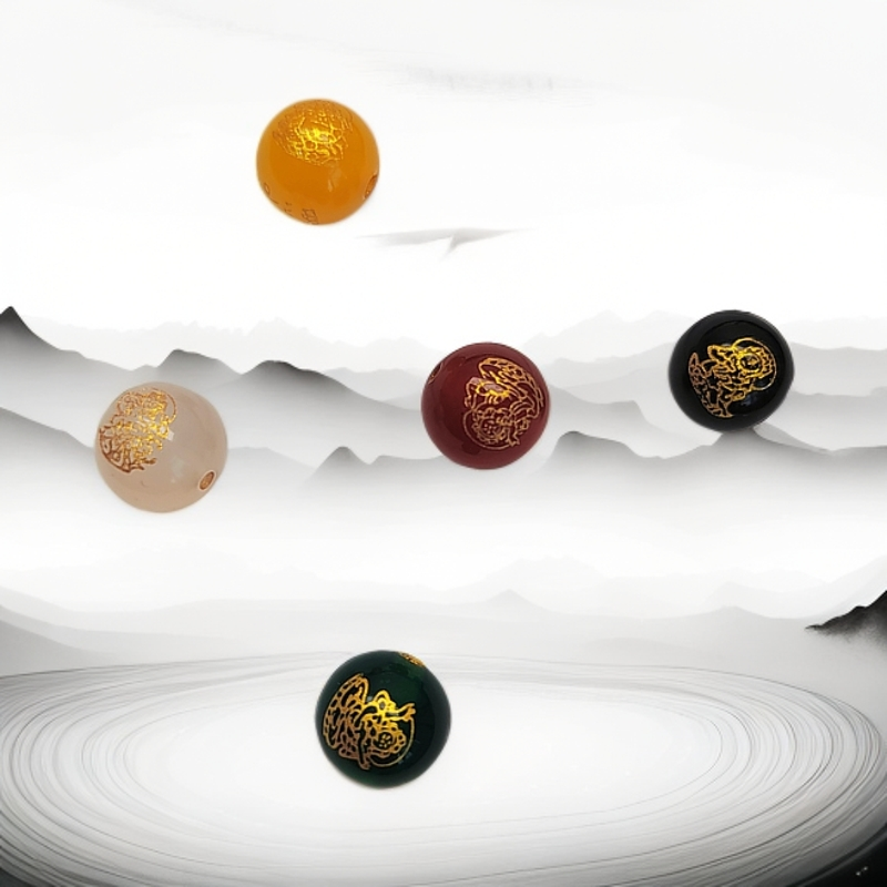 散珠DIY玛瑙圆珠配饰五路财神（五颗）