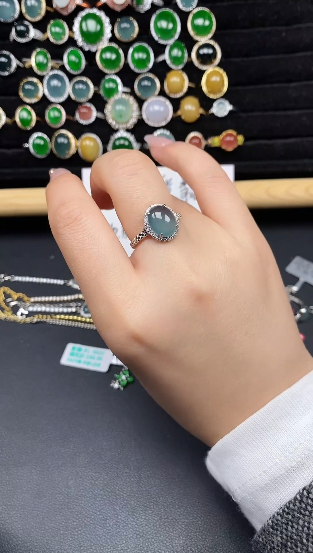 银S925镶嵌戒指翡翠155511