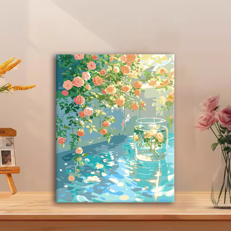 (满架蔷薇）diy数字油画手绘填色解压治愈手工礼物丙烯客厅装饰画