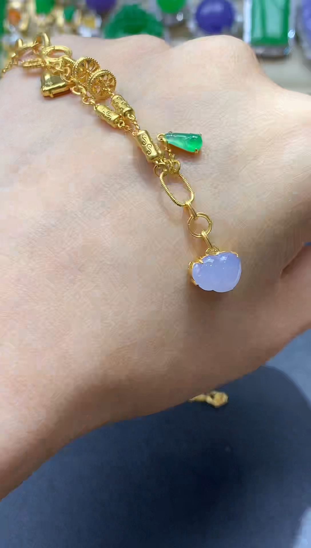 颈饰18K金镶嵌翡翠553-中国好珍宝